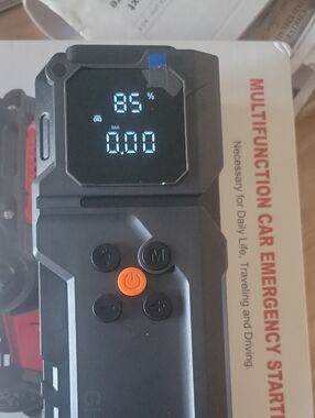 Portable Car Jump Starter and Air Compressor - Black with Orange Button